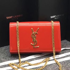 YSL Patent Leather Chain Bag 22cm Red