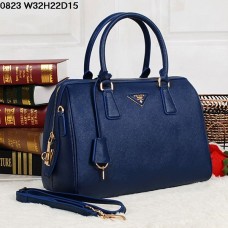 Prada Saffiano Leather 0823 Navy Blue Tote Bag