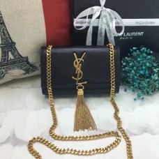 YSL Small Tassel Chain Leather Bag 17cm Black