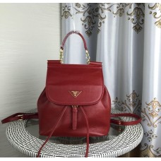 Prada Leather Backpack 1129 Dark Red