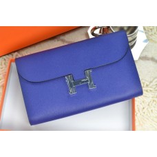 Hermes H Wallet Royal Blue Silver