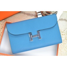Hermes H Wallet Blue Silver