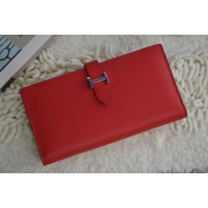 Hermes Calf Leather Wallet H005 H Red