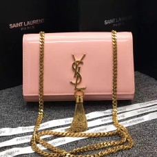 YSL Tassel Chain Bag 22cm Patent Leather Pink