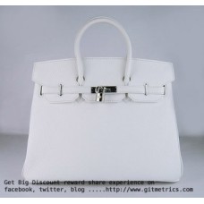 Hermes Birkin 35cm Togo leather Handbags white silver